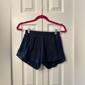 Navy blue lululemon hotty hot shorts